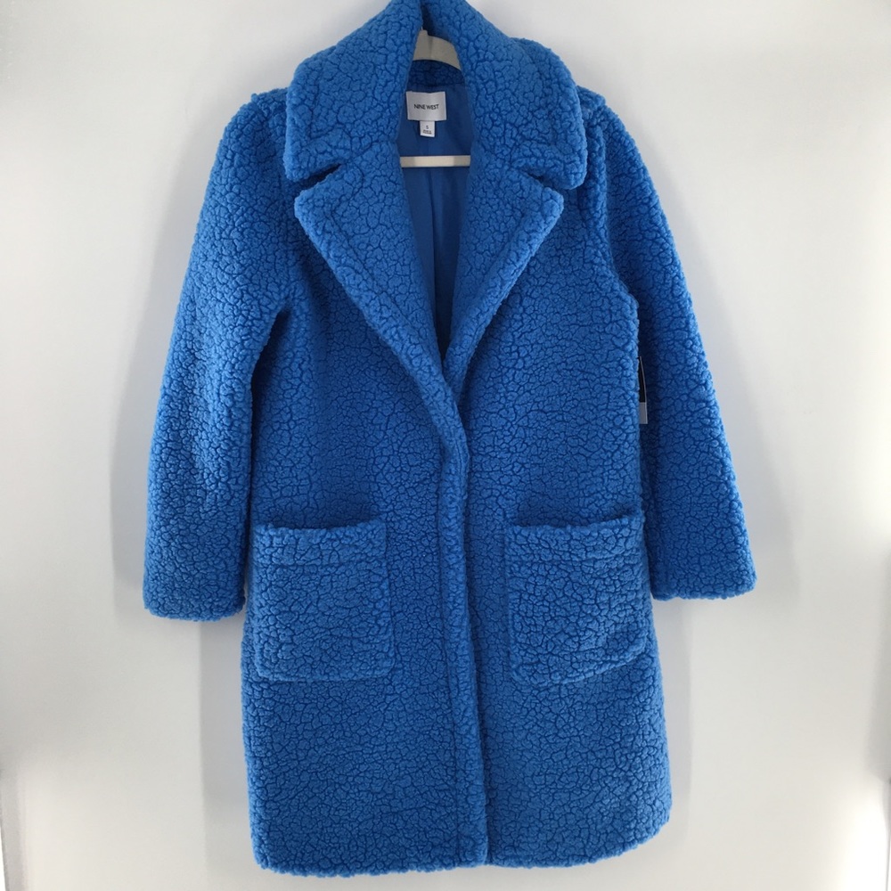 Nine West Bright Blue Teddy Coat